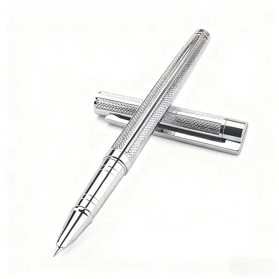 Jinhao 126 Metal Fountain Pen Silver Carved Business Signature Pen for Office Writing Quake 126-0.38MM
