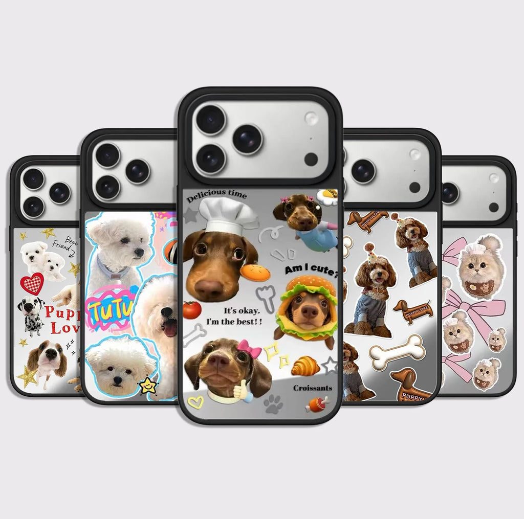 Am I Cute Puppy Mirror Surface Magnetic Phone Case Cover for IPhone 12 13 14 15 16 17 18 Pro Max Case Quake