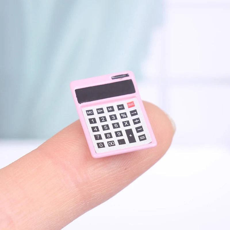 Simulation Mini Stationery Pocket Micro Stapler/calculator Learning Educational Toys Classroom Scene Decoration Quake pink-2