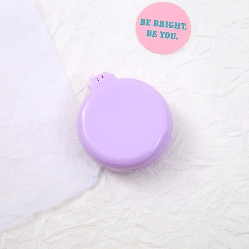 Portable Mini Round Hair Comb with Mirror Pocket Small Size Traveling Massage Folding Hair Comb Women Hair Brushes Styling Tools Quake Purple