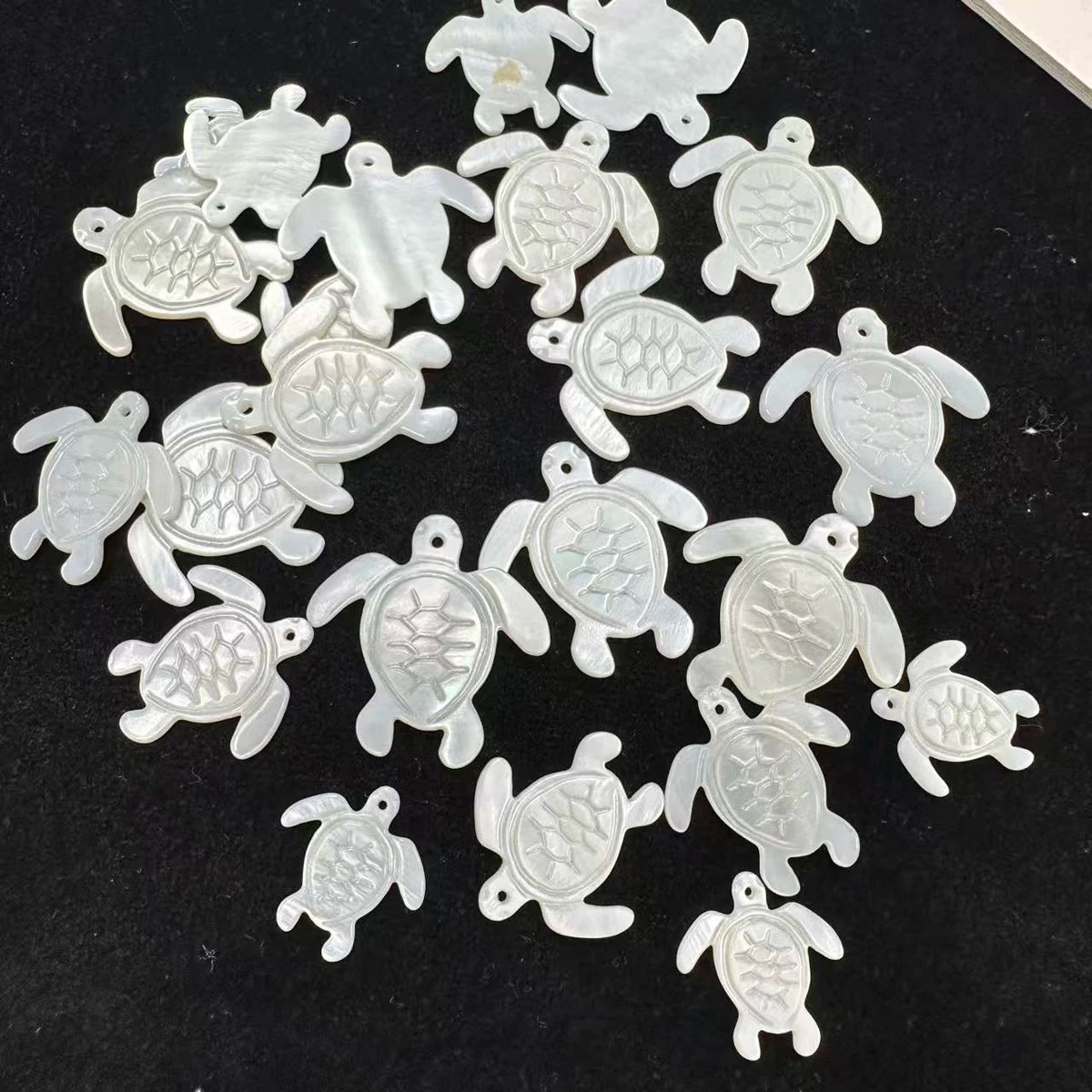 6Pcs Small Pendant The Mother Of Pearl Shell Tortoise Small Pendant For Jewelry Making DIY Earrings Necklace Tassel Accessory Quake