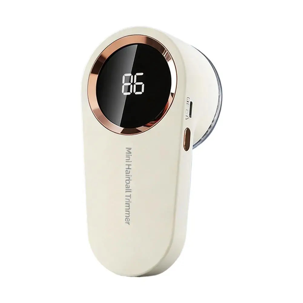 Smart Digital Lint Remover for Clothes Electric Hairball Trimmer Portable Fabric Shaver for Sweaters Furniture Battery Display Quake White