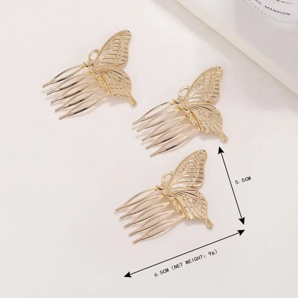 Girls Metal Butterfly Hair Combs Alloy Hair Clips for Women Hairgrips Hairpins Headwear Gifts Hair Accessories Gold Sliver Color Quake