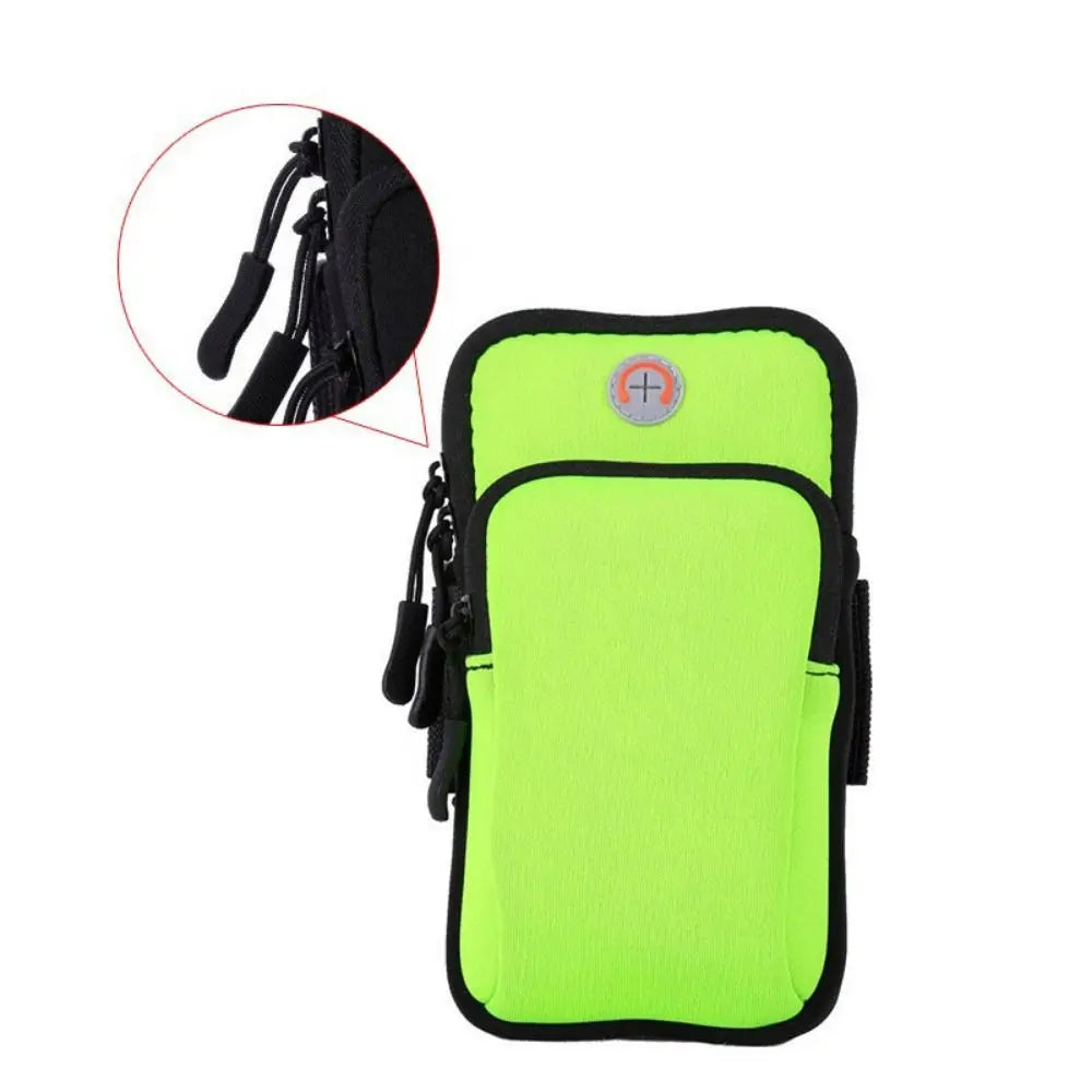 Universal Waterproof For Phone Money Keys Running Accessories Arm Bags Sports Armband Phone Case With Headset Hole Quake green
