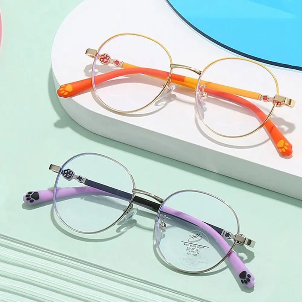 Blue Light Blocking Glasses for Kids Cute Cat Paw Pattern Optical Eyewear Children Boys Girls Anti Blue Rays Computer Goggles Quake