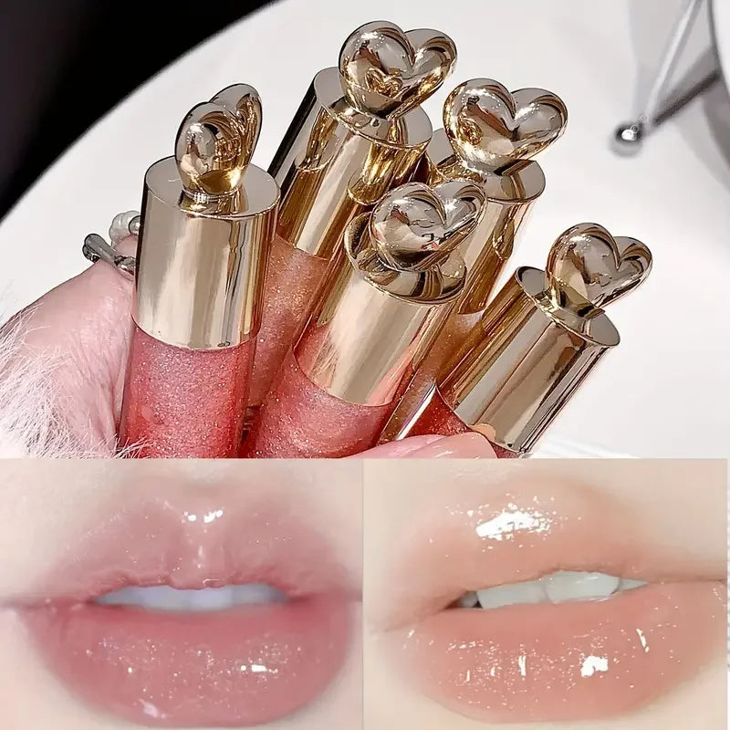 Moisturizing Glitter Lip Balm-Glossy Effect,Shimmering Lipstick with Heart Shaped Cap, Nourishing for All Skin Types Lip Makeup Quake