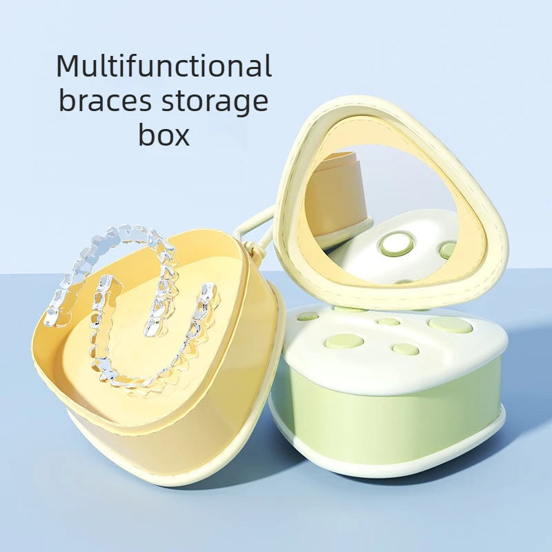 Sealed Braces Box with Mirror Invisible Orthodontic Aligner Case Portable Retainer Storage Container Travel Denture Box Quake