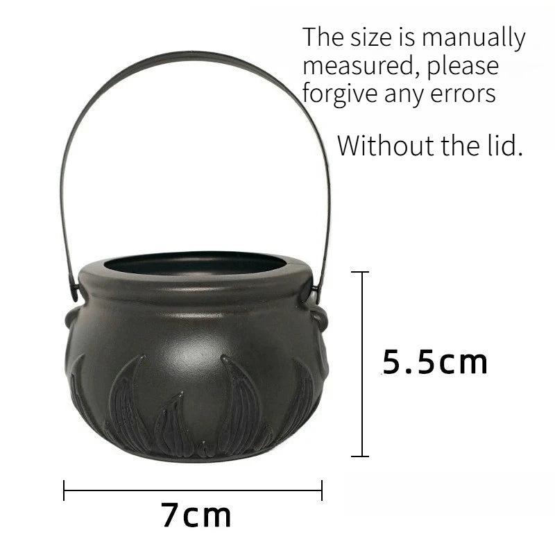 Witch Cauldron Candy Pail Handheld Flame Pumpkin Bucket Halloween St Patricks Day Festival Party Decoration Treat Holder Quake Flame Bucket