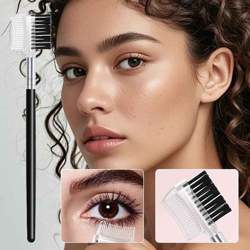 Dual-Headed Eyebrow Comb Makeup Brush Beauty Tool Professional Lash & Brow Comb, Dual-Sided Brush Creates Groomed Lashes & Brows Quake