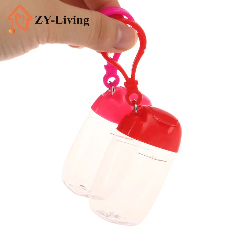 30ml Portable Refillable Bottles With Hook Hand Sanitizer Alcohol Cosmetics Container Outdoor Mini Soap Dispenser Container Quake