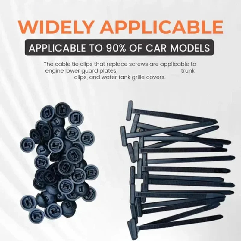 Universal Nylon Cable Tie Buckle Auto Fastener Screw Replacement Clip Car Fender Trunk Engine Guard Panel Wire Management Secure Quake