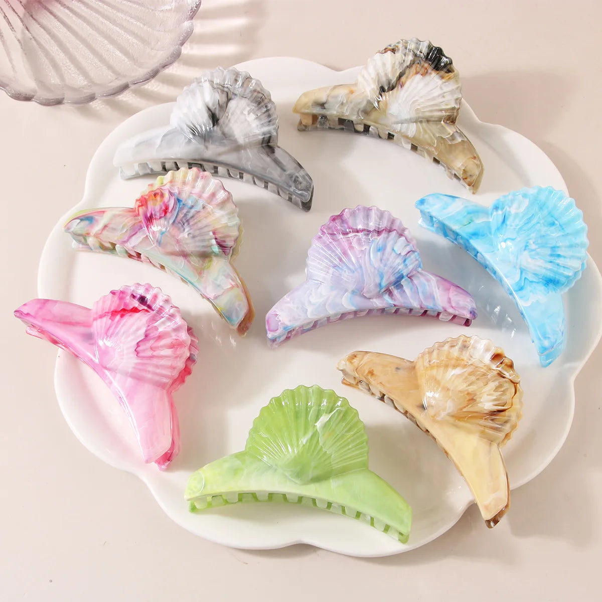 Acetate Shell Shaped Hair Clips Summer Vacation Hair Crab Hairgrip Headwear Beach Hairpins Hair Claws Women Styling Accessories Quake