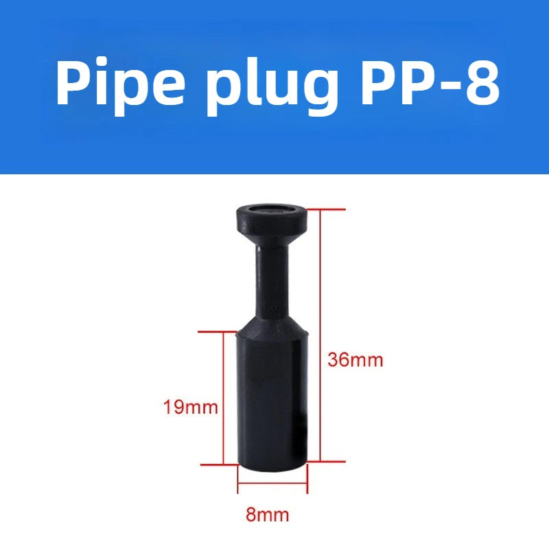 3/5 Pcs PP Pneumatic Connector Quick Plug Plastic Plug Pipe Plug PP 4mm 6mm 8mm 10mm 12mm 14mm 16MM Air Hose Sealing Connector Quake Black PP8 5PCS