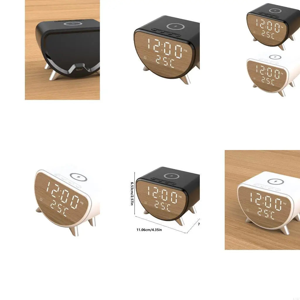 Desktop Wireless Charging Alarm Clock with LED Screen, Alarm Function and Temperature Reading for Daily K1KF Quake