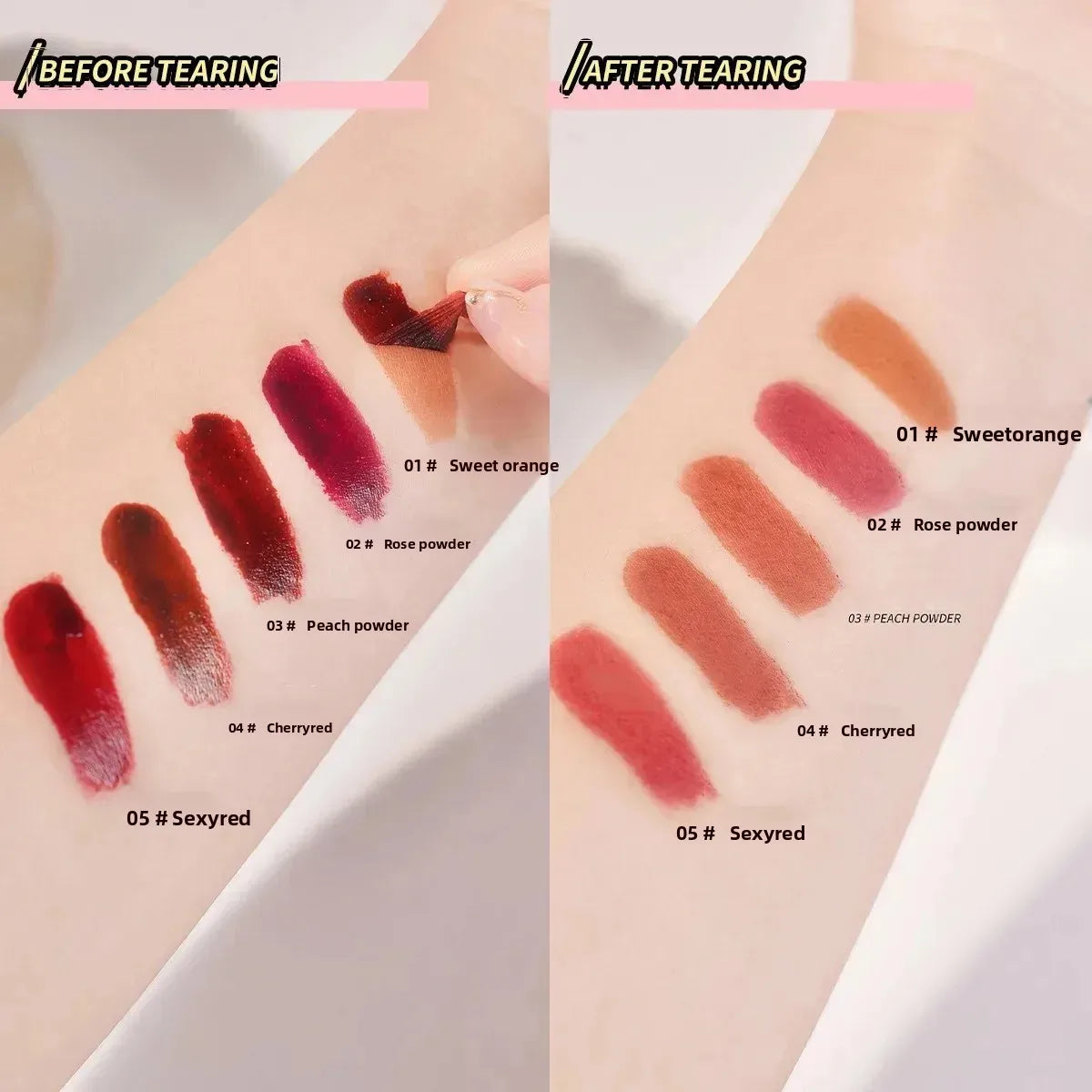 O'CHEAL Velvet Lip Tint 12H Wear Transfer-Proof Long-Lasting Non-Drying Glossy Stain with Smudge-Proof Feature 10 Colors Quake