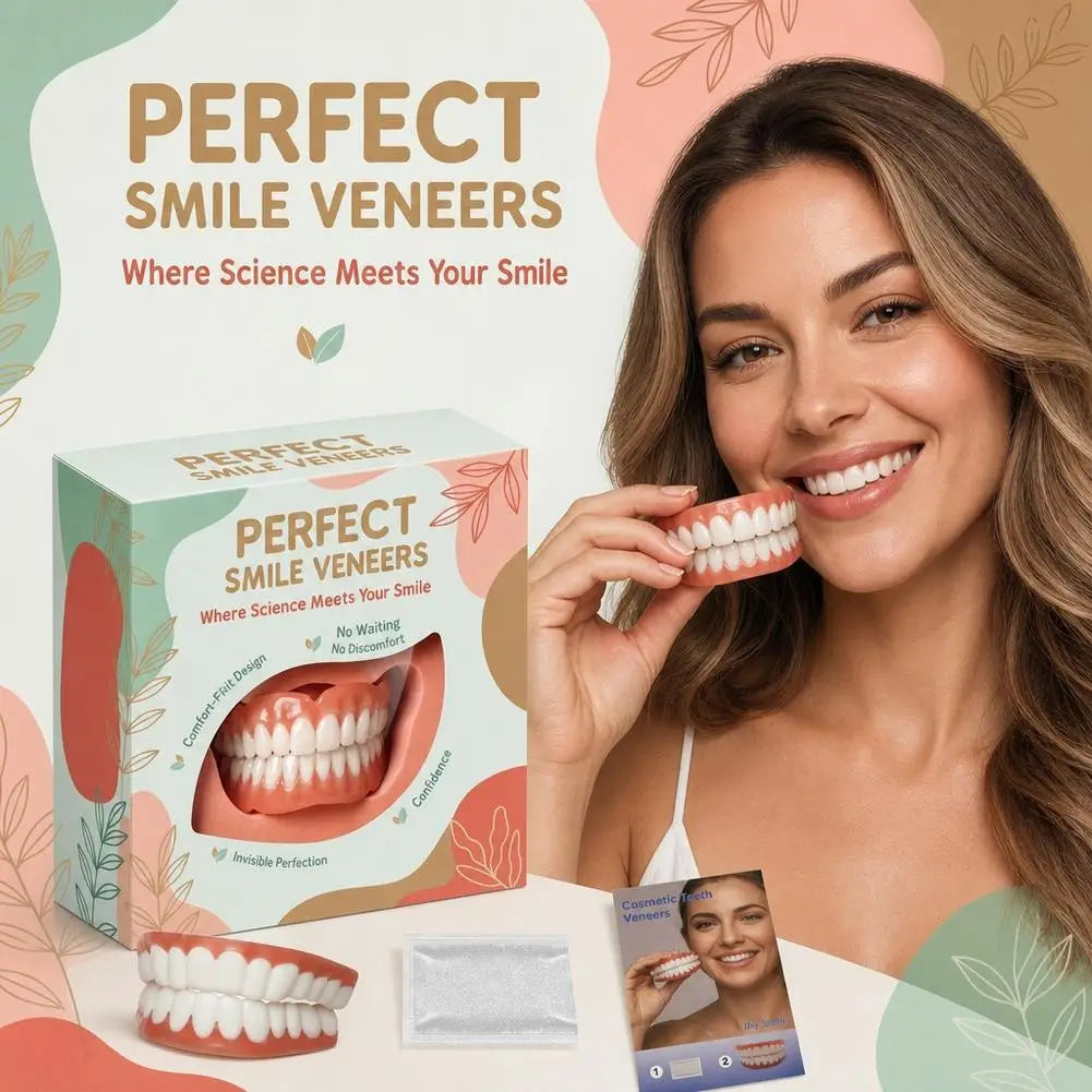 False Teeth Adult Full Set Silicone Dentures Natural Upper Lower Soft Comfort Fit Instant Smile Oral Cosmetic Accessories Quake