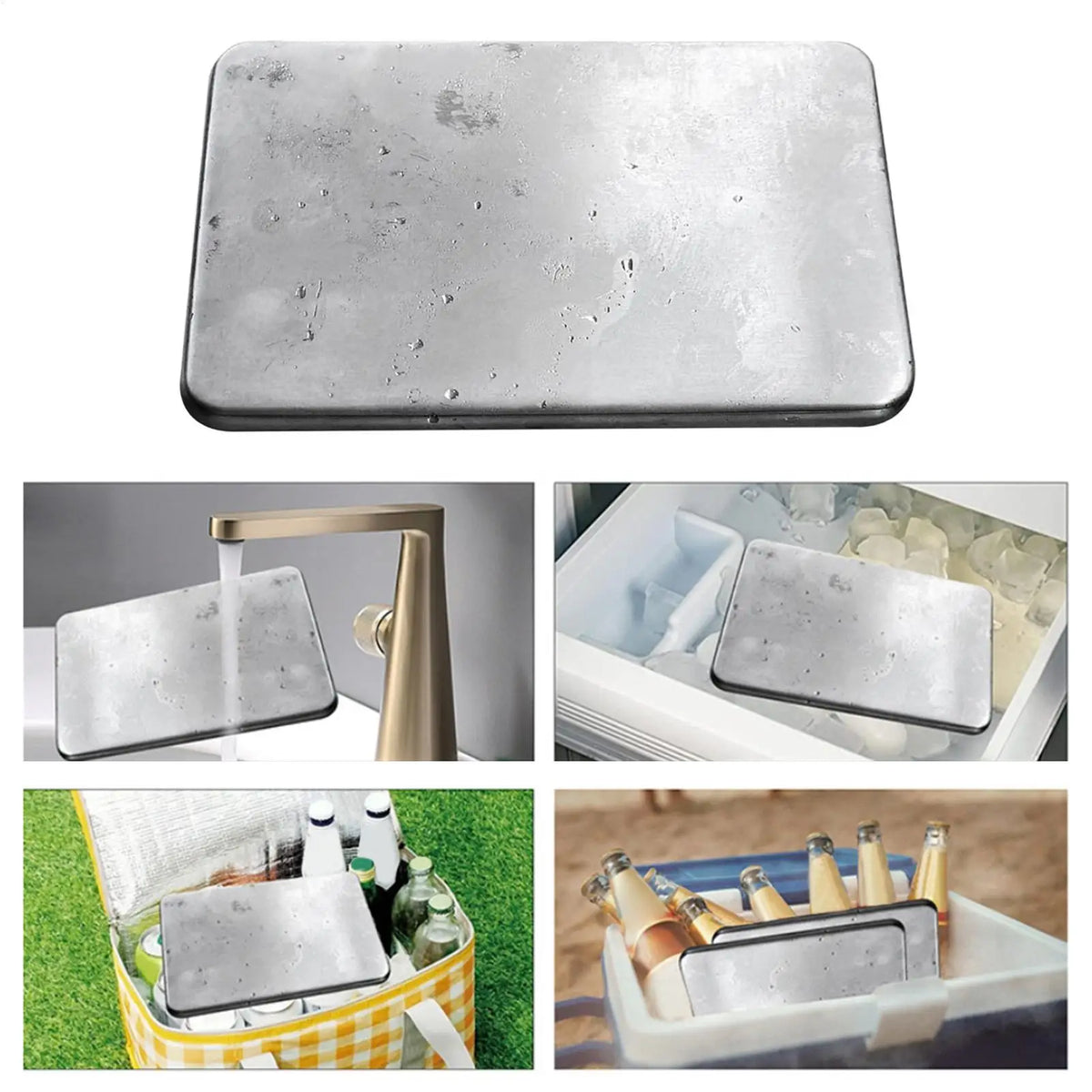 Stainless Steel Ice 6 Pcs Reusable Long Lasting Portable Ice Packs for Lunch Boxes Beverage Home Office Travel Camping Fishing Quake