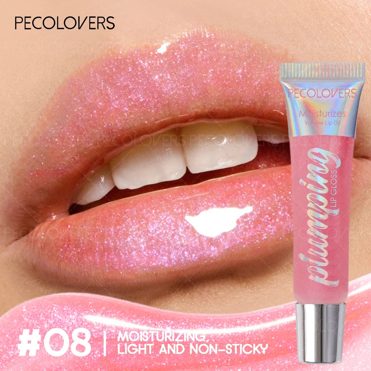 Moisturizing Lip Gloss with Shimmer, Nourishing Effect & Long-Lasting, Hydrating Liquid Lip Shine Oil, All Skin Types Compatible Quake 08