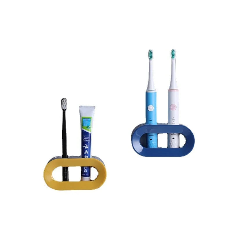 No Punch Bathroom Toothbrush Holder Wall Mounted Toothpaste Shelf Toilet Tooth Set Storage Rack Toothbrushes & Accessories Quake