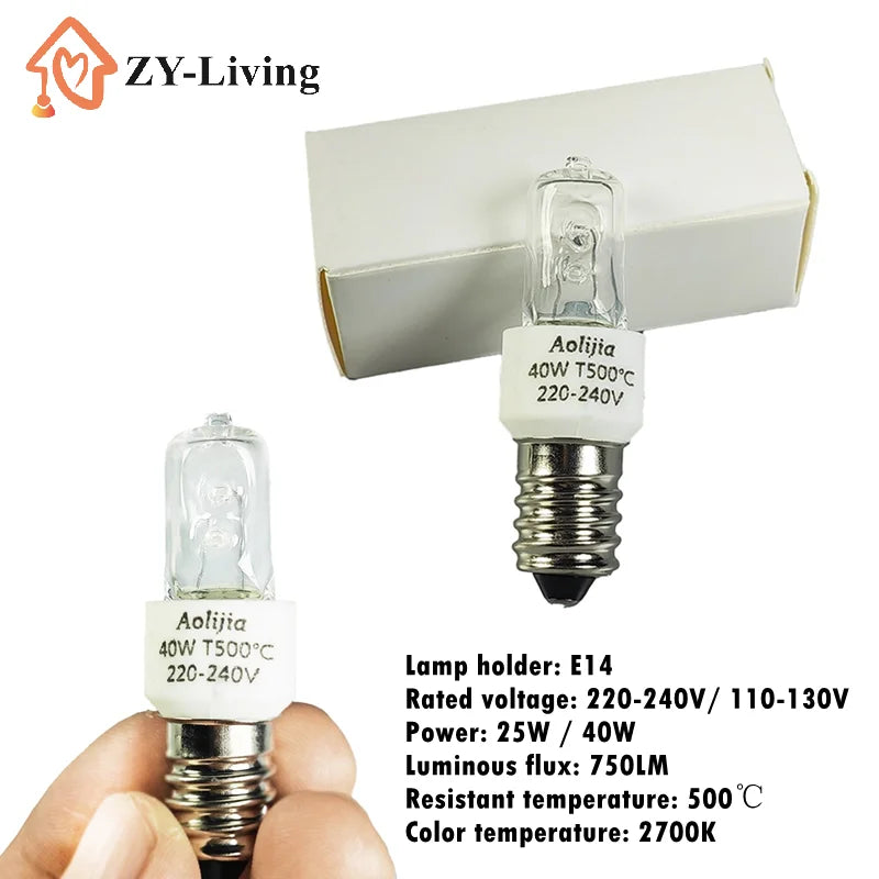 1Pcs 25W/40W E14 Oven Light Bulb 220-240V Safe Halogen Oven Lamp High Temperature 500℃ Resistant Dryer Microwave Light Bulb Quake