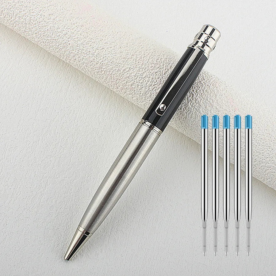 Elegant Vintage Rotating Metal Pen Smooth Blue Ink Writing High End Office Business Design with Pen Holder Quake 3010-10