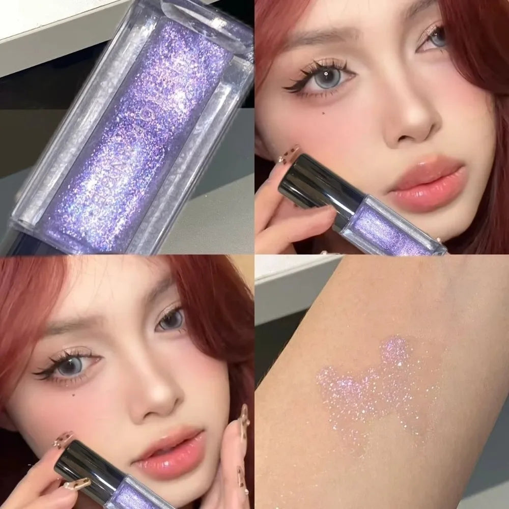 Sparkle Long-Lasting Lip Gloss Non-Fading Moisturizing Liquid Lipstick Non-Sticky Clear Lip Glaze for Women Quake 3