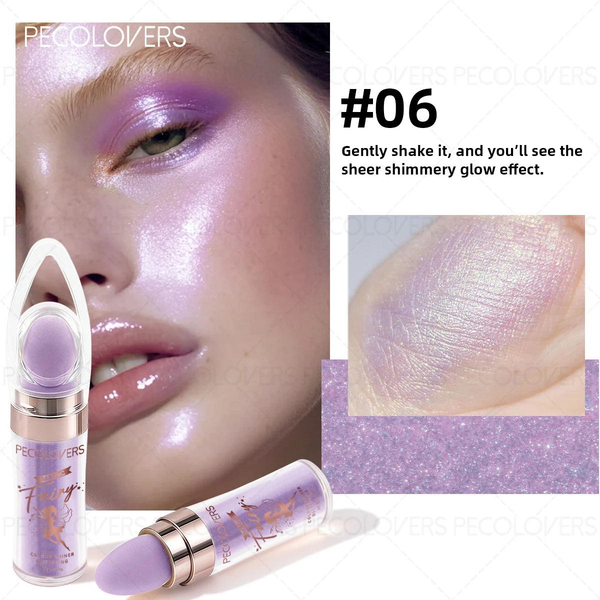 Magic Shine Highlight Pat Powder, Face & Full Body Highlight Brightening Natural Three-dimensional Contouring Blush Quake 06