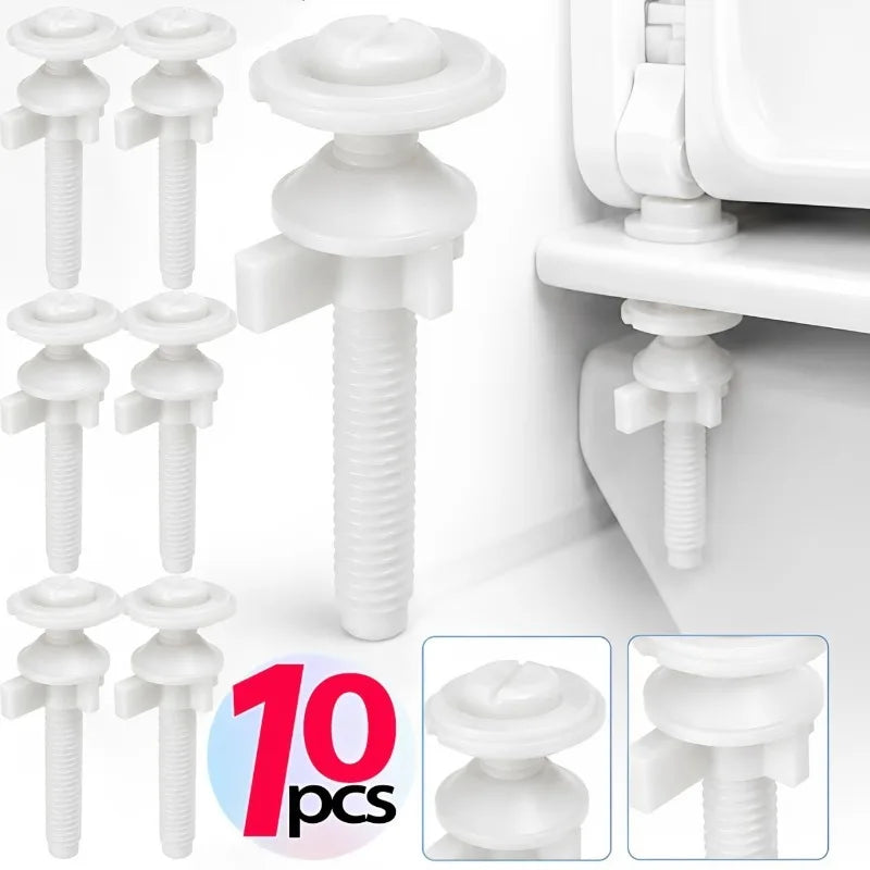10/2PCS Toilet Cover Bolts for Fixing The Top Toilet Seat Replacement Toilet Seat Screws Kit Plastic Bolts with Nuts and Washers Quake