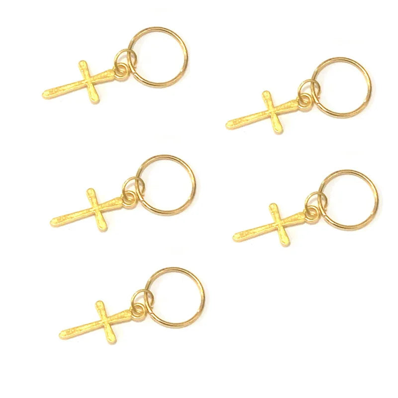 5pcs/Pack Stars Ring Charms Hair Braid Dread Dreadlock Beads Clips Cuffs Rings Jewelry Dreadlock Clasps Hair Accessories Tools Quake 5pcs 12