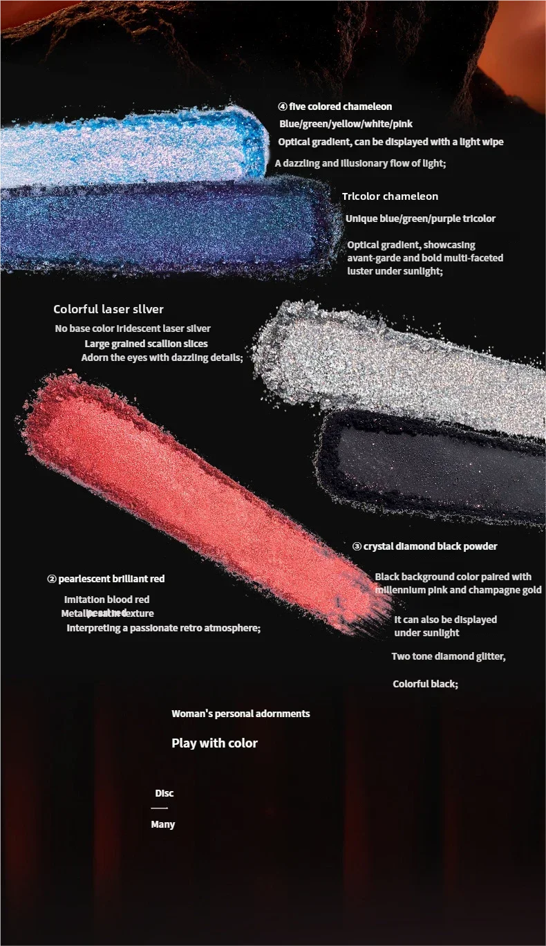 Natural Color Eyeshadow Palette, Matte Beads, Bright Film, Cosplay Makeup, Color Eyeshadow, Chameleon Stage CO:03 Quake