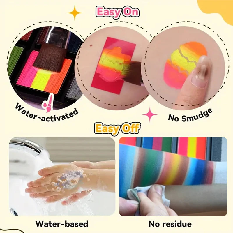 6 PCS SFX Body Paint Makeup Set 26 Colors Face Body Painting Special Effect Halloween Party Wound Scar Wax Makeup with Spatula Quake