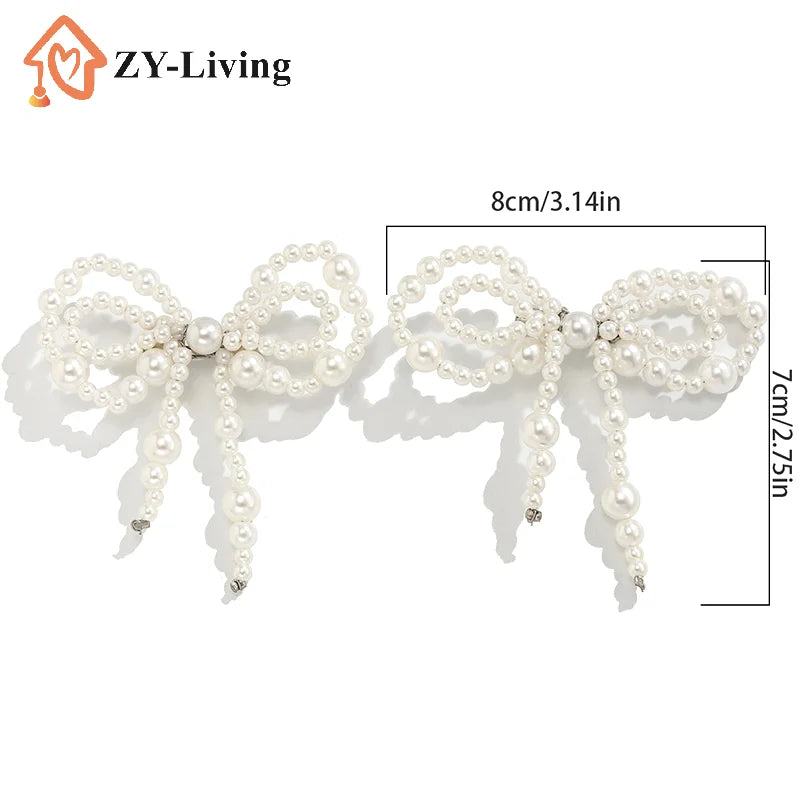 1PCS Imitation Pearl Bow Pin Button Clasps Fixed Clothes Pin Adjustable Detachable Jean Fit Tighten Buckle Unisex Quake