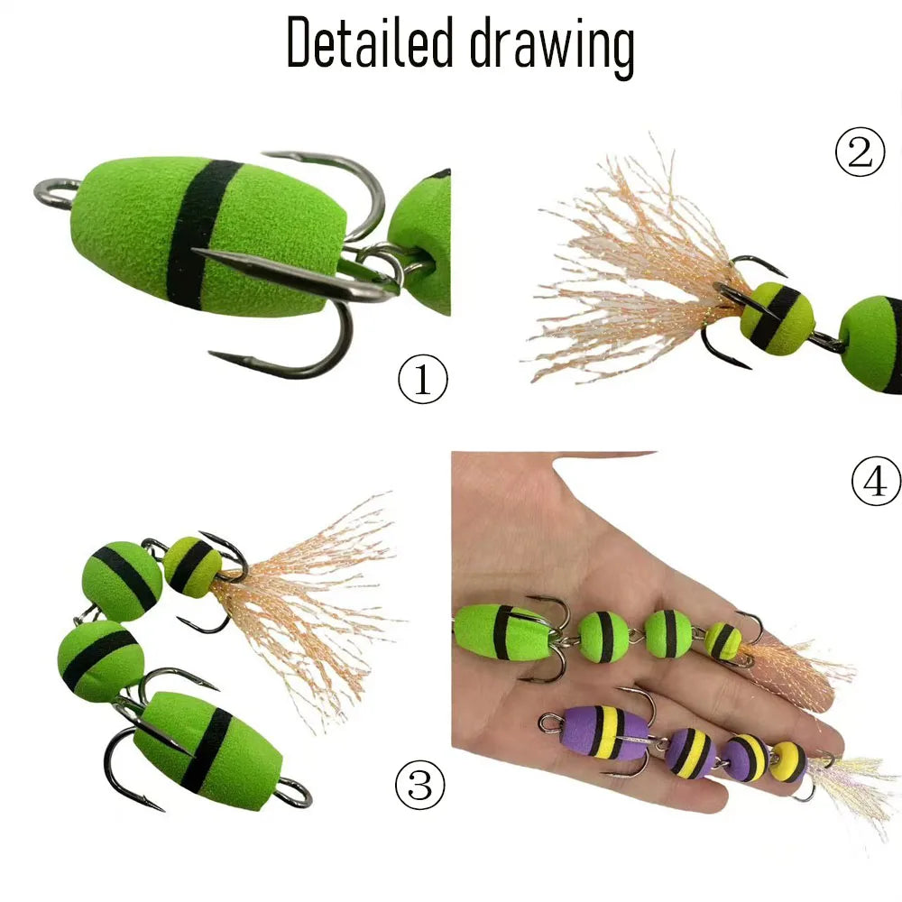 1-Pack Fishing Offset Soft Bait Large Lure Set, Fishing Soft Bait, Foam Lure, Swimming Lure, Wobbling Lure, Black Bass Lure, Includes Artificial Lure, Portable Fishing Hook Quake