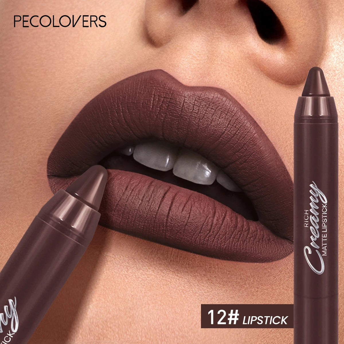 Multiple Colors Matte Lip Liner, Use As Lip Liner and Lipstick, Easy To Accurately Apply, Waterproof Long-lasting Non-stick Quake 12