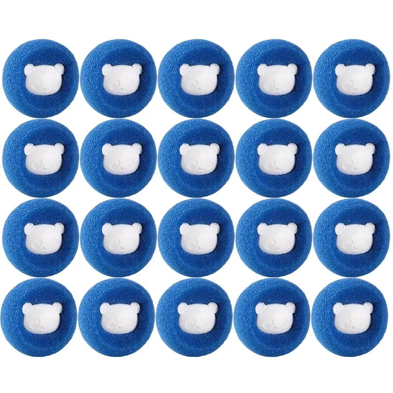 Cute Pet Hair Remover Reusable Ball Laundry Washing Machine Filter Wool Sticker Cat Hair Remover Pet Fur Lint Catcher Home Quake Blue 20pcs
