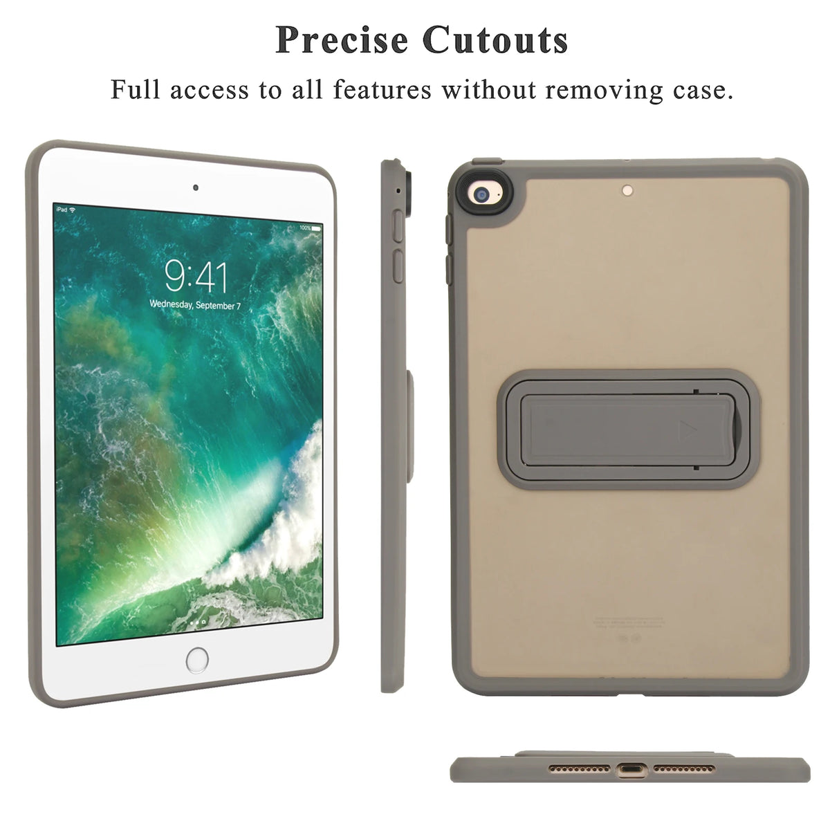 Multi-Angle Kickstand Protective Cover for iPad MINI 6/7 (2024) 8.3-inch & iPad MINI 4/5 (7.9-inch) Protection Case Quake