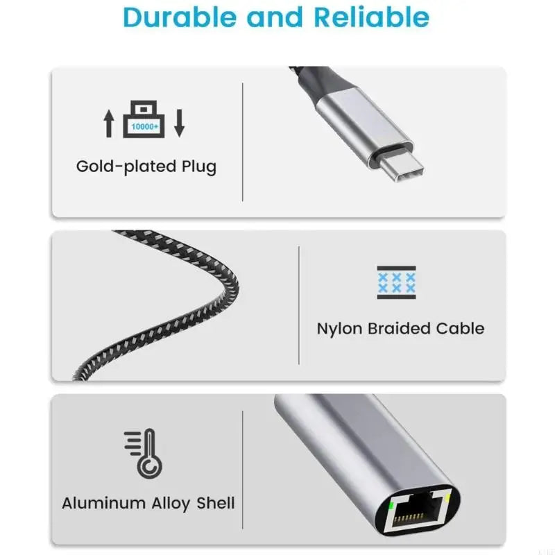 USB C to Ethernet Adapter Gigabit Networking Adapter RJ45 to Type C LAN K1KF Quake