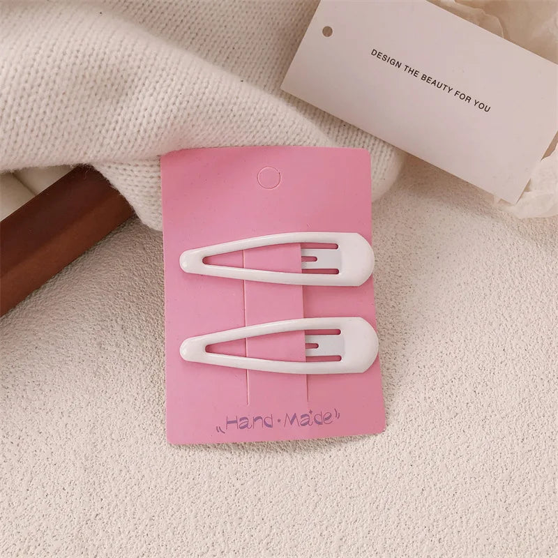 White hairpin female summer forehead side bangs clip nurse hat fixed hairpin sweet bb clip one-word clip headdress Quake 5712 water drop