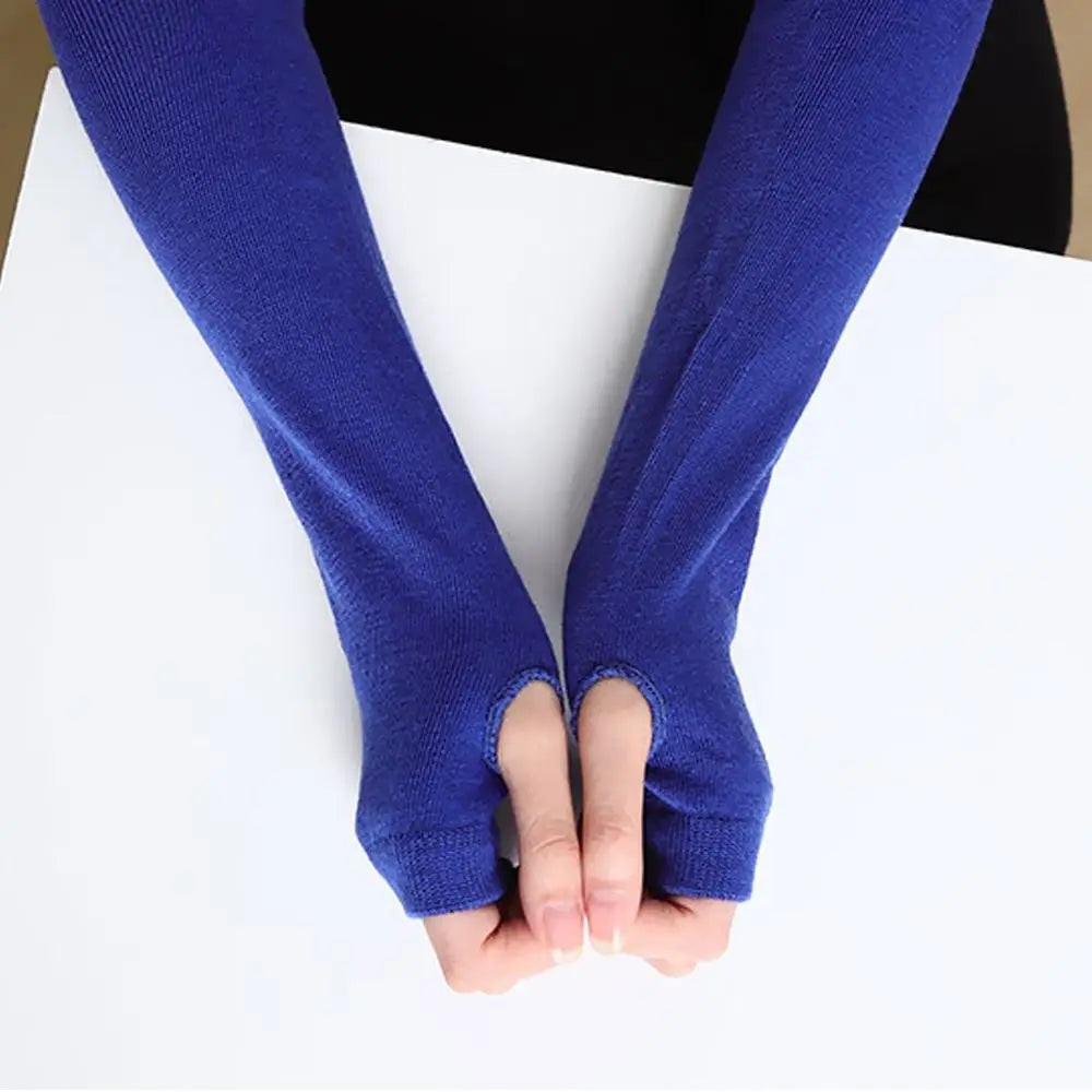 Striped Cotton Long Sleeve Fingerless Long Gloves Handschoenen Wristband Arm Warmer Elbow Mittens Quake