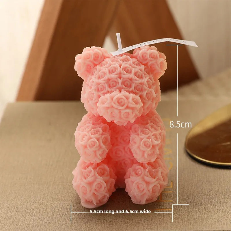 Rose Bear Home Fragrance Premium Atmosphere Birthday Gift Aromatherapy Candles Quake L Pink