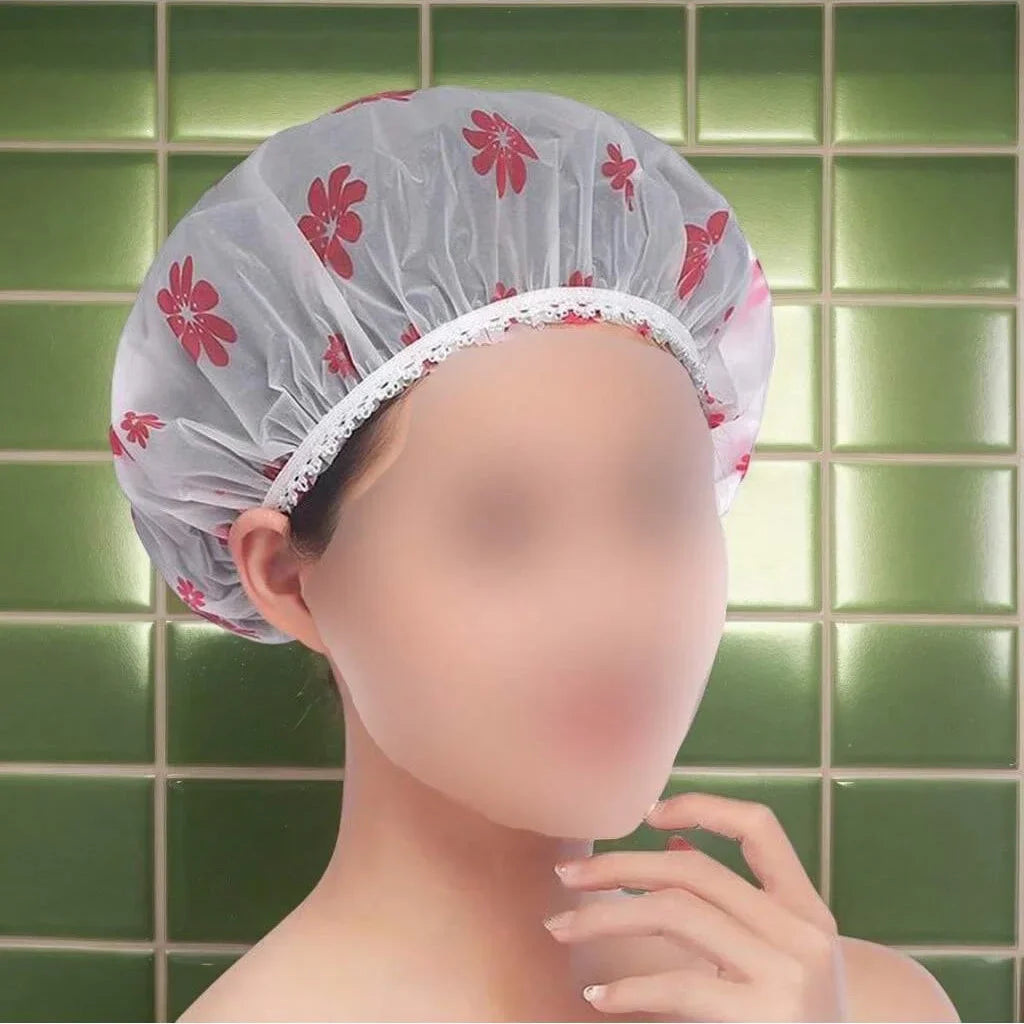 vvocci 5 Pack Shower Caps Waterproof Bath Hair Caps, Oil & Smoke Resistant, Reusable Dry Hair Protection Caps for Bathroom & Spa Quake