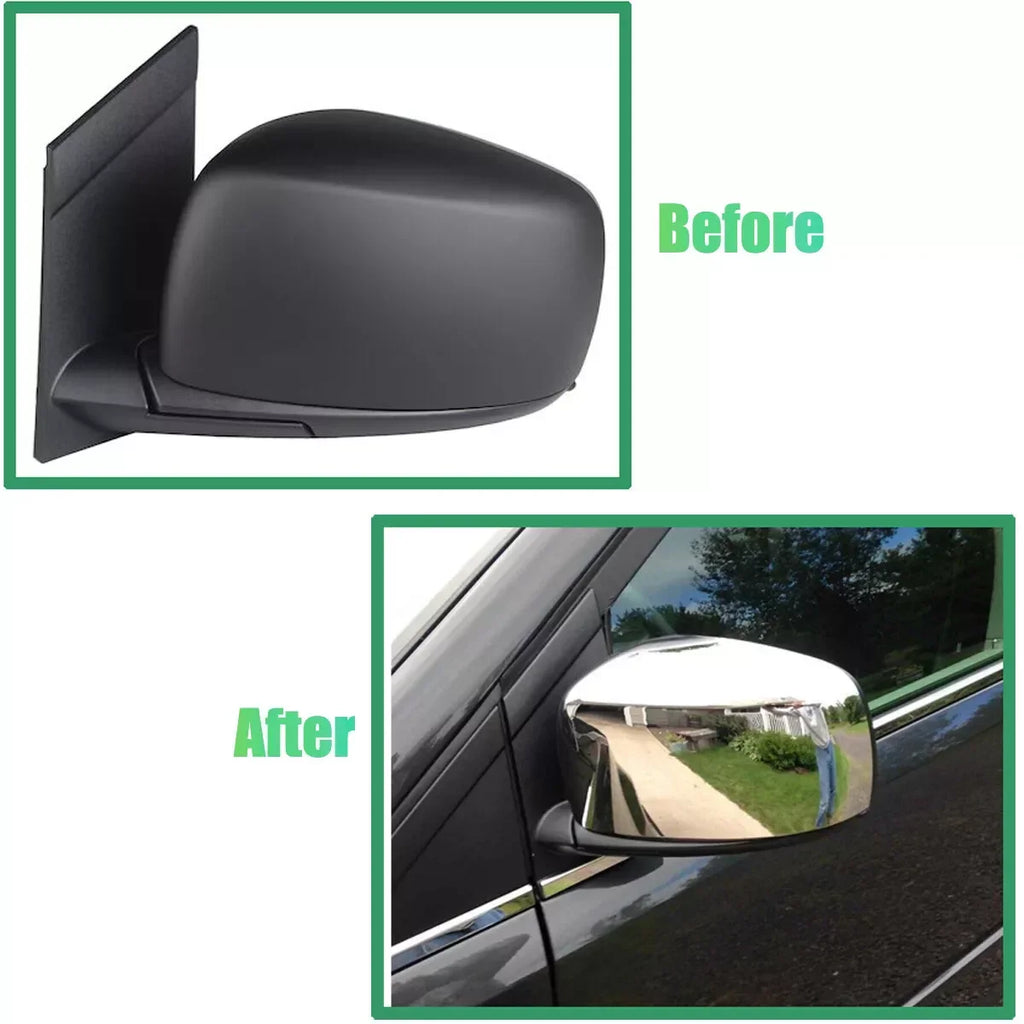 Chrome Side Door Mirror Cover Overlay Trim For Dodge Grand Caravan Chrysler Town & Country 2008-2020 Stick On Pair Quake