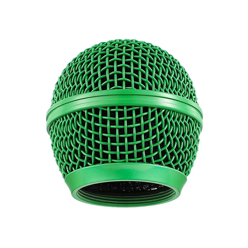 1 PC For Shure SM58 Wireless Microphone Replacement Metal Microphone Grille Replacing Professional Mic Ball Head Mesh Grilles Quake green