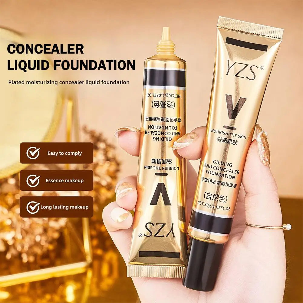 Natural Foundation Primer & Concealer - Waterproof Longwear Full Coverage Liquid Makeup Foundation Hydrating Blend, Moisturizing Quake