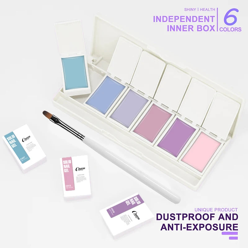 6 Colors Solid Nail Gel Nail Art Polish Gel Colorful Nail Varnish Nail Gel Polish Palette Manicure Canned Cream Nail Glue Quake