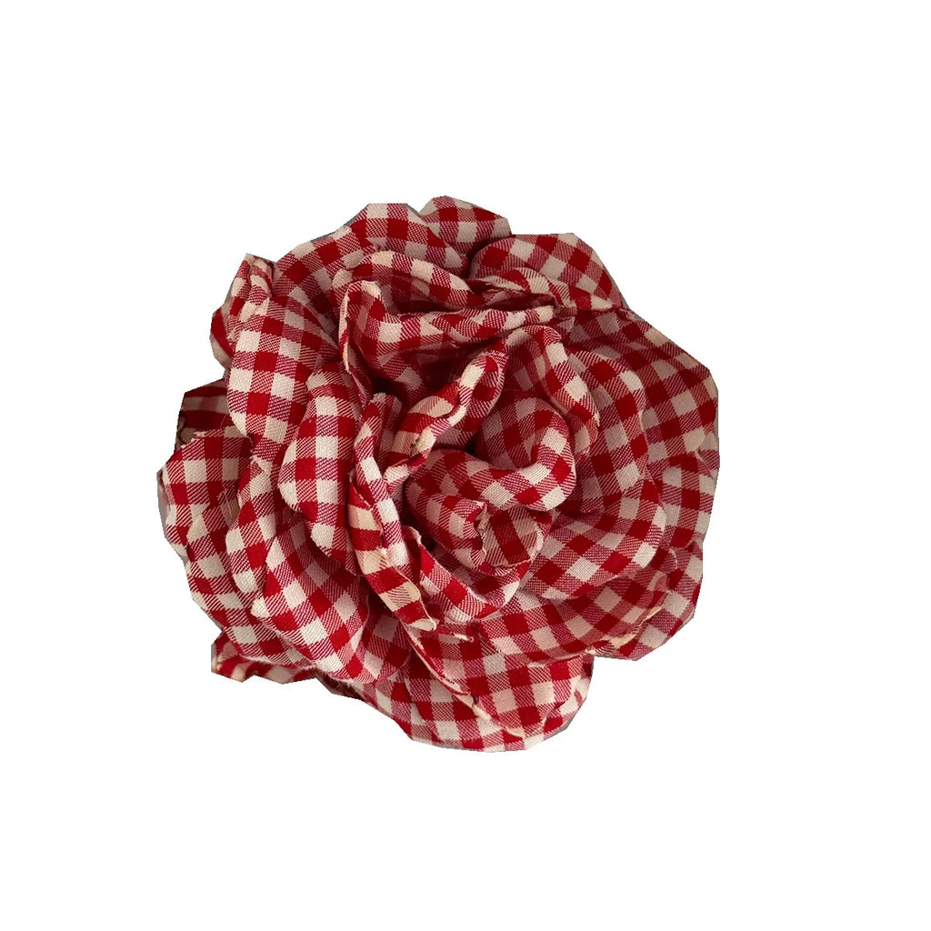 Plaid Fabric Flower Hair Claw Clips for Women Girls Korean Fashion Summer Vacation Ponytail Holder Hair Styling Accessories New Quake