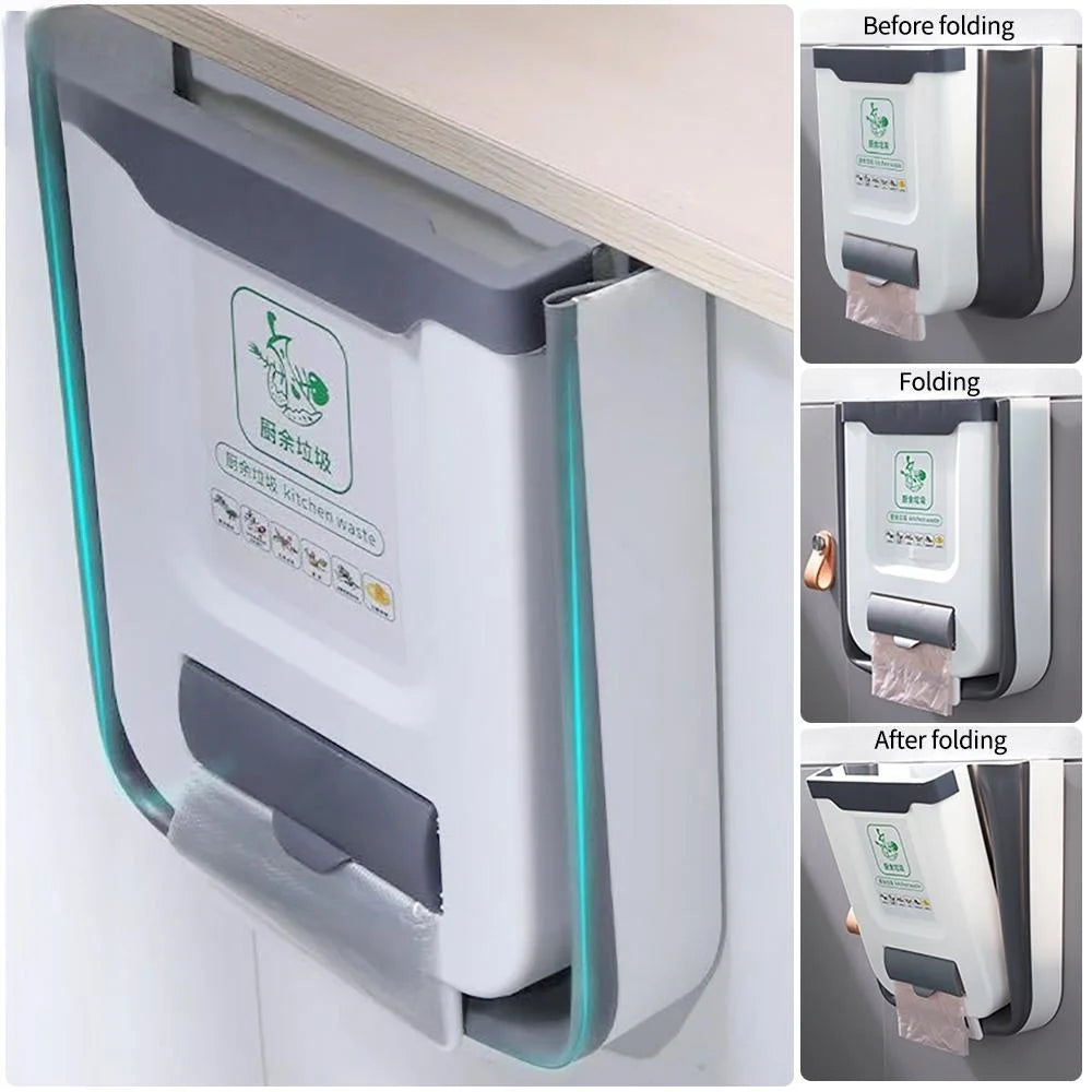 Kitchen Folding Trash Can Wall Mounted Trash Can Kitchen Cabinet Door Mounted Trash Can Folding Trash Can for Vehicles Quake