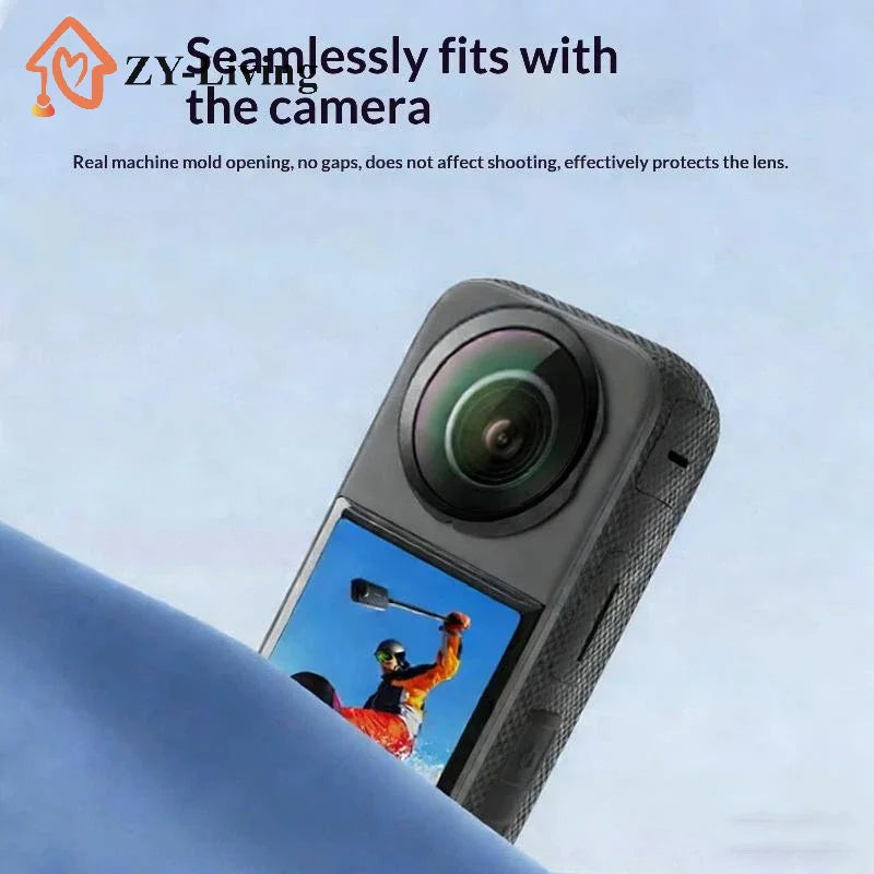 1 Set Silicone Case Lens Protector Cap Cover Lens Guards Carrying Case Protective Frame For Insta360 X4 X3 X2 Camera Accessories Quake