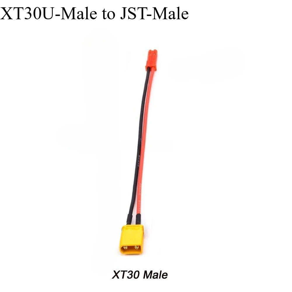 Field‑Ready XT30 / JST Cross‑Standard Power Adapter 14AWG Flexible Silicone Cable for FPV CineLog Drone RC Battery Charger Setup Quake XT30U-M to JST-M 3PCS 0.2M