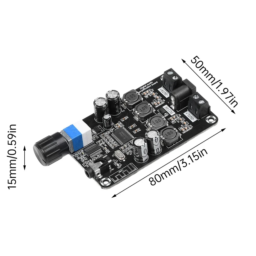 XH-A415 -DC12-24V high-power adjustable audio amplifier board- TPA3118D2 supports Bluetooth 5.0 high-definition 50W+50W Quake
